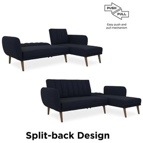 Тъмносин ъглов разтегателен диван Brittany - Novogratz