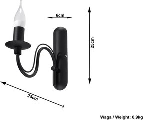 Черна метална стенна лампа Fiorano – Sollux