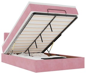 3312691 vidaXL Османска легло с матрак и LED, розово, 120x200 см, кадифе