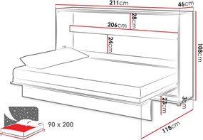 Легло стенно Concept BC slash-90 x 200-Leuko Gualistero