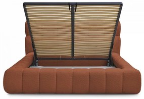 Оранжево двойно тапицирано легло с място за съхранение с включена подматрачна рамка 160x200 cm Mont Blanc – Bobochic Paris