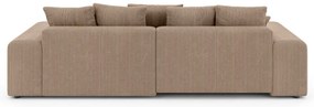 Бежов разтегателен ъглов диван с място за съхранение от рипсено кадифе (променлив) Luma – Ropez