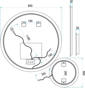 Огледало LED R-8040 80cm + 40cm