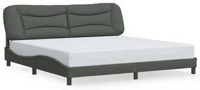 3207794 vidaXL Рамка за легло без матрак Hvar, тъмносива, 200x200 см, плат