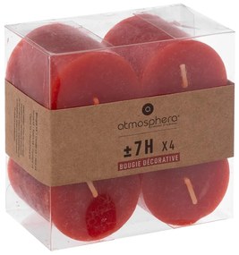 Свещи без аромат atmosphera Olia, 4.5 cm, 4 бр - Червен