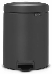 Кош за боклук с педал Brabantia NewIcon 1001103, 5 л, Плавно затваряне, Противоплъзгаща основа, Минерално покритие, Тъмносив