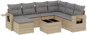 3252846 vidaXL Градински диван с възглавници, 8 части, бежов полиратан