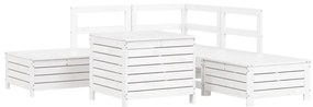 3250697 vidaXL Градински комплект диван от 6 части, бял, масивно дърво бор