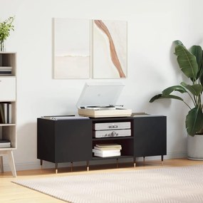 Sonata H Шкаф за грамофонни плочи черен 121x38x48 см инженерно дърво