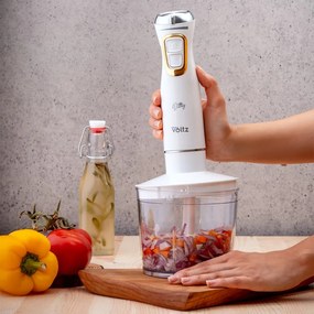 Пасатор, чопър и миксер 3в1 Oliver Voltz OV51112WSC, 800W, 700 мл, 2 скорости, Острие и приставка за разбъркване от неръждаема стомана, Бял