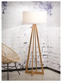 Подова лампа с бял абажур и бамбукова конструкция Everest - Good&amp;Mojo