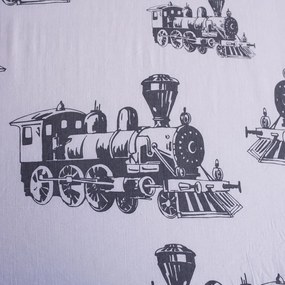 Сив еластичен памучен детски чаршаф 90x200 cm Train – Jerry Fabrics
