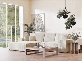 Кремав шенилов сгъваем/с място за съхранение ъглов диван (ляв ъгъл) Maze – Maison de Rêve