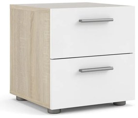 Бяло нощно шкафче в дъбов декор Pepe - Tvilum