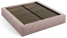 Светлорозово двойно тапицирано легло с място за съхранение с включена подматрачна рамка 140x200 cm Simon – Micadoni