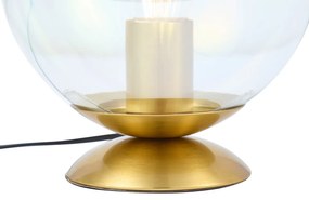 Арт Деко настолна лампа месинг с димка дъга стъкло - Pallon