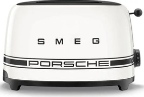 Тостер за хляб SMEG 50's Style Porsche TSF01PCWEU, 950W, 2 филии, 6 нива, Тавичка за трохи, Вграден кабел, Неръждаема стомана, Бял