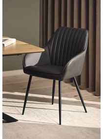 Тъмносиви тапицирани трапезни столове в комплект с подлакътници 2 бр. Nolan Stripe – Unique Furniture