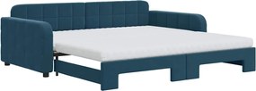 3196959 vidaXL Канапе с изтеглящо легло и матраци синьо 100x200 см кадифе