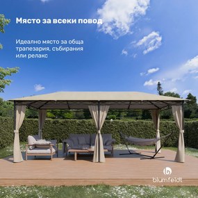 Blumfeldt Mondo 3x6 беседка с метална рамка и4 странични стени