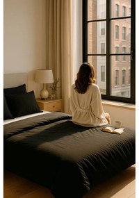 Черно единично удължено спално бельо с включен долен чаршаф 3 части 160x220 cm Classic – Mila Home