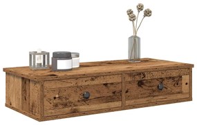 859957 vidaXL Стенен рафт с чекмеджета старо дърво 80x34x17см инженерно дърво