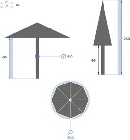 Градински прав чадър Hesperide Tinaei, Бамбуков прът, Olefin, 3 m - Бордо
