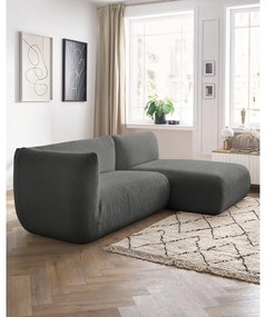 Ъглов диван от сив велур (десен ъгъл) Lecomte - Bobochic Paris