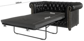 Черен разтегателен диван от изкуствена кожа 148 cm York - Ropez