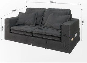 Антрацитен диван 196 cm Nora – Ropez