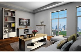 Нисък скрин с чекмеджета от дъб в сив/естествен цвят 79x81 cm Emerald - Støraa