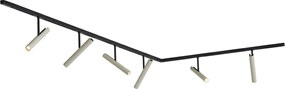 Модерна релсова система черна с 6 бежови прожектора 1-фазна - Slimline Avery