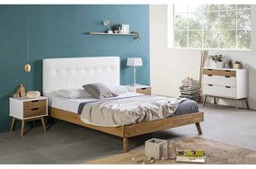 Нощно шкафче в бяло и кафяво, изработено от масивна борова дървесина Baku - Marckeric