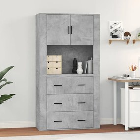 3185387 vidaXL Висок шкаф, бетонно сив, инженерно дърво