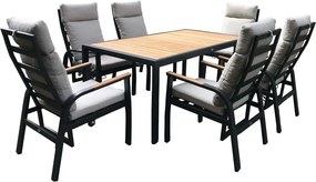 Сив метален градински комплект за хранене за 6 души Annecy – Rojaplast