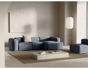 Сиво-син ъглов диван от рипсено кадифе (десен ъгъл) Bergano – Cosmopolitan Design