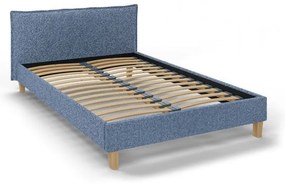 Синьо тапицирано двойно легло с решетка 140x200 cm Tina - Ropez