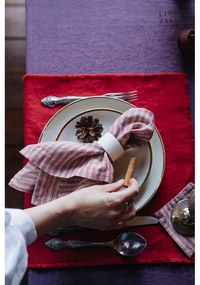 Подложки в червено-природен цвят в комплект от 4 броя - Linen Tales
