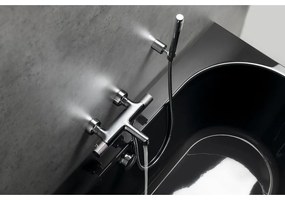 Стенна батерия за вана в лъскаво-сребрист цвят (2 изхода) Solaris – Sapho