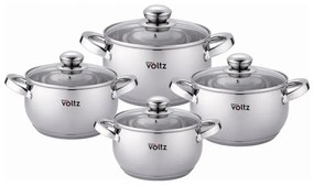 Комплект тенджери Oliver Voltz OV51210G8B, 8 части, Многослойно дъно, Индукция, Неръждаема стомана, Сребрист