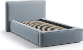 Светлосиньо единично легло 90x200 cm тапицирано с място за съхранение с включена подматрачна рамка Jodie – Micadoni