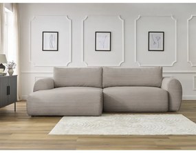 Светлосиво-бежов разтегателен ъглов диван от рипсено кадифе (ляв ъгъл) Lucien – Bobochic Paris