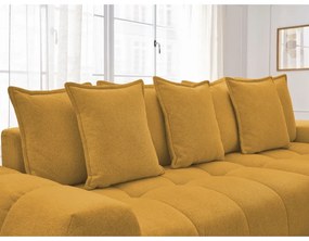 Шенилов сгъваем/с място за съхранение ъглов диван в цвят горчица (десен ъгъл) Everest – Bobochic Paris