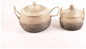 Игра на Кошници DKD Home Decor Естествен Сив Морска трева (41 x 41 x 36 cm) (2 pcs)