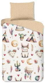 Бежово единично памучно детско спално бельо 140x200 cm Luz – Good Morning