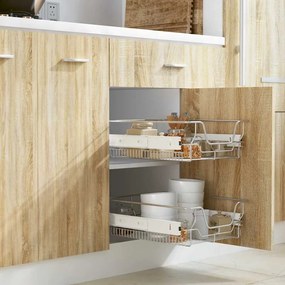 50479 vidaXL Плъзгащи се телени кошници, 2 бр, сребристи, 400 мм