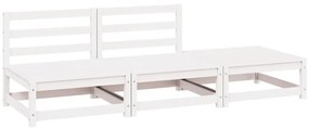 805711 vidaXL Градински лаундж комплект, 3 части, бял, бор масив