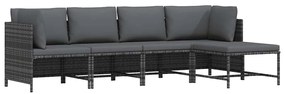 313502 vidaXL Градински комплект с възглавници, 4 части, полиратан, сив