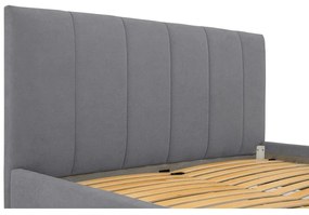Сиво тапицирано двойно легло с включена подматрачна рамка 180x200 cm Zee – Scandic
