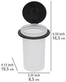 Матово черна самозалепваща стъклена чаша за четки за зъби Bivio – Wenko